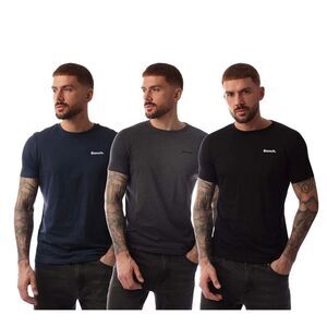Bench Mens Logo Cotton T-Shirt (Pack of 3) / Navy/Gray/Black